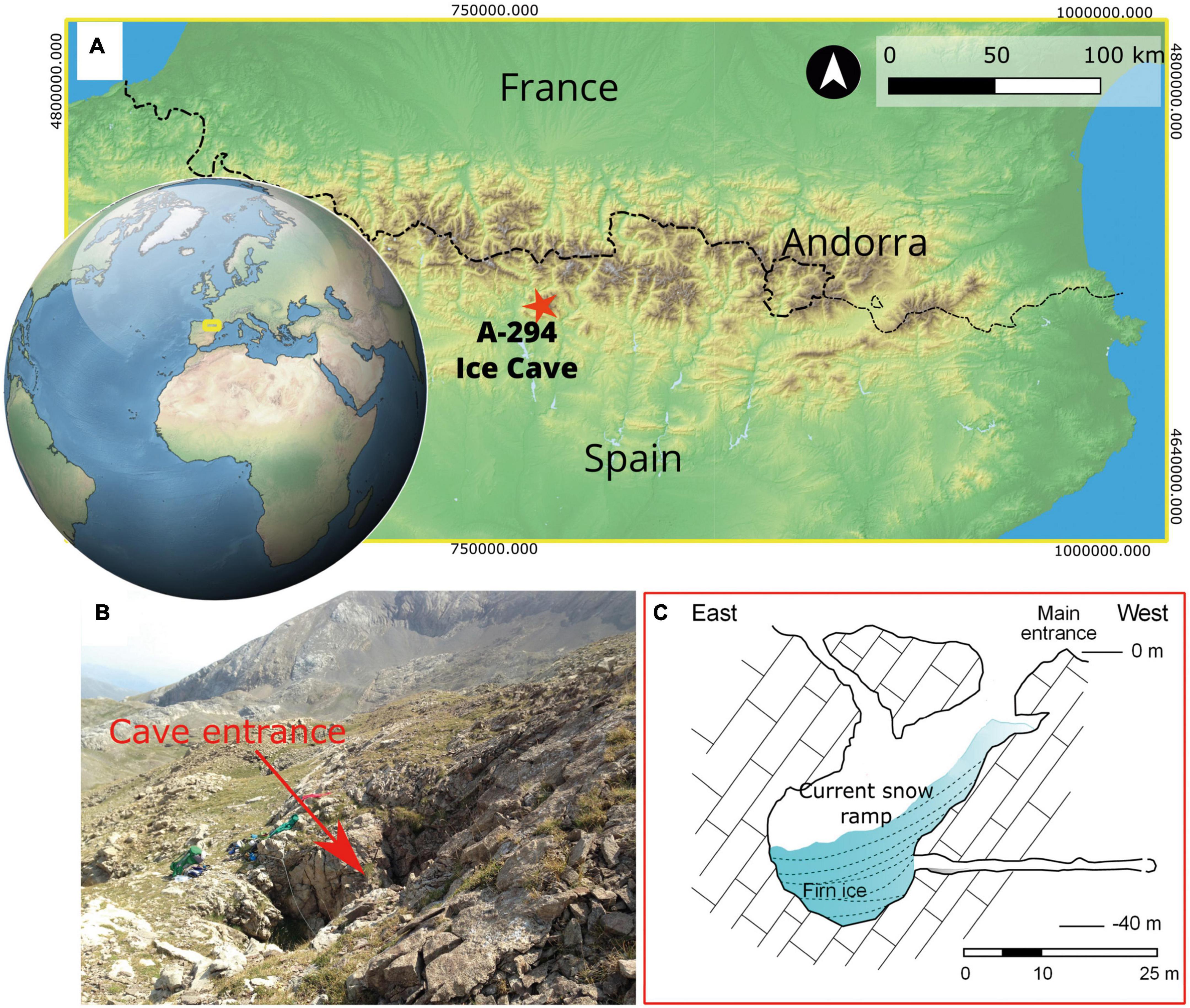 The hidden microbial ecosystem in the perennial ice from a Pyrenean ice cave